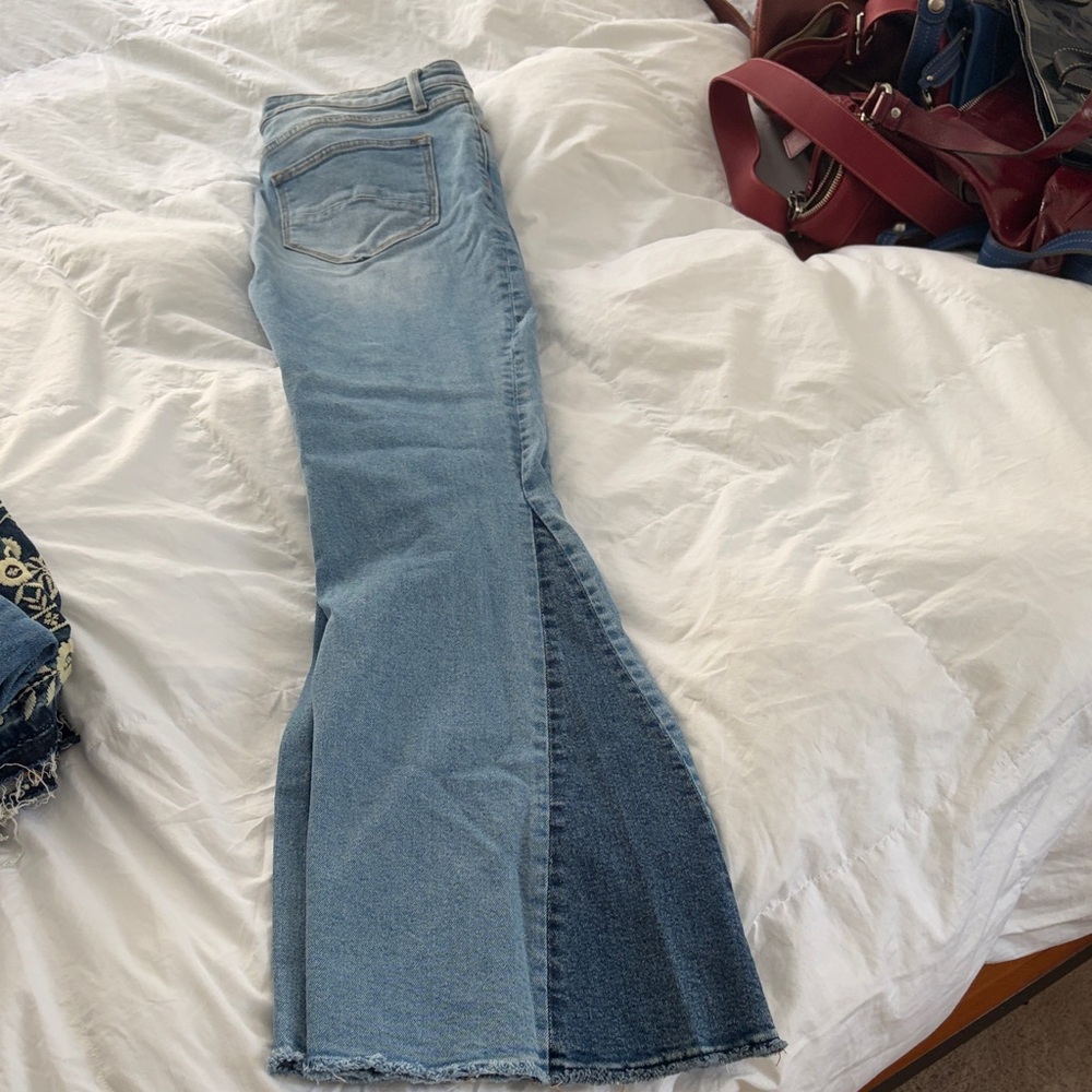 DRIFTWOOD Two-Tone Blue Flare Jeans